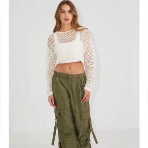 Garage white knit crop top sweater